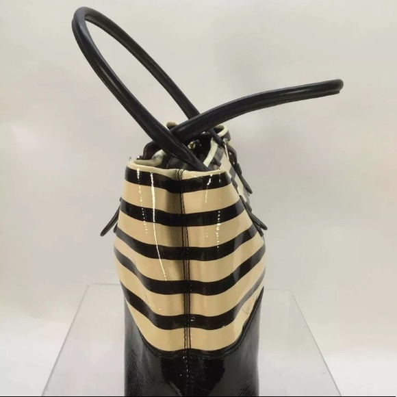 KateSpade NewYork Black/Creme StripedLeather Purse - Picture 5 of 14